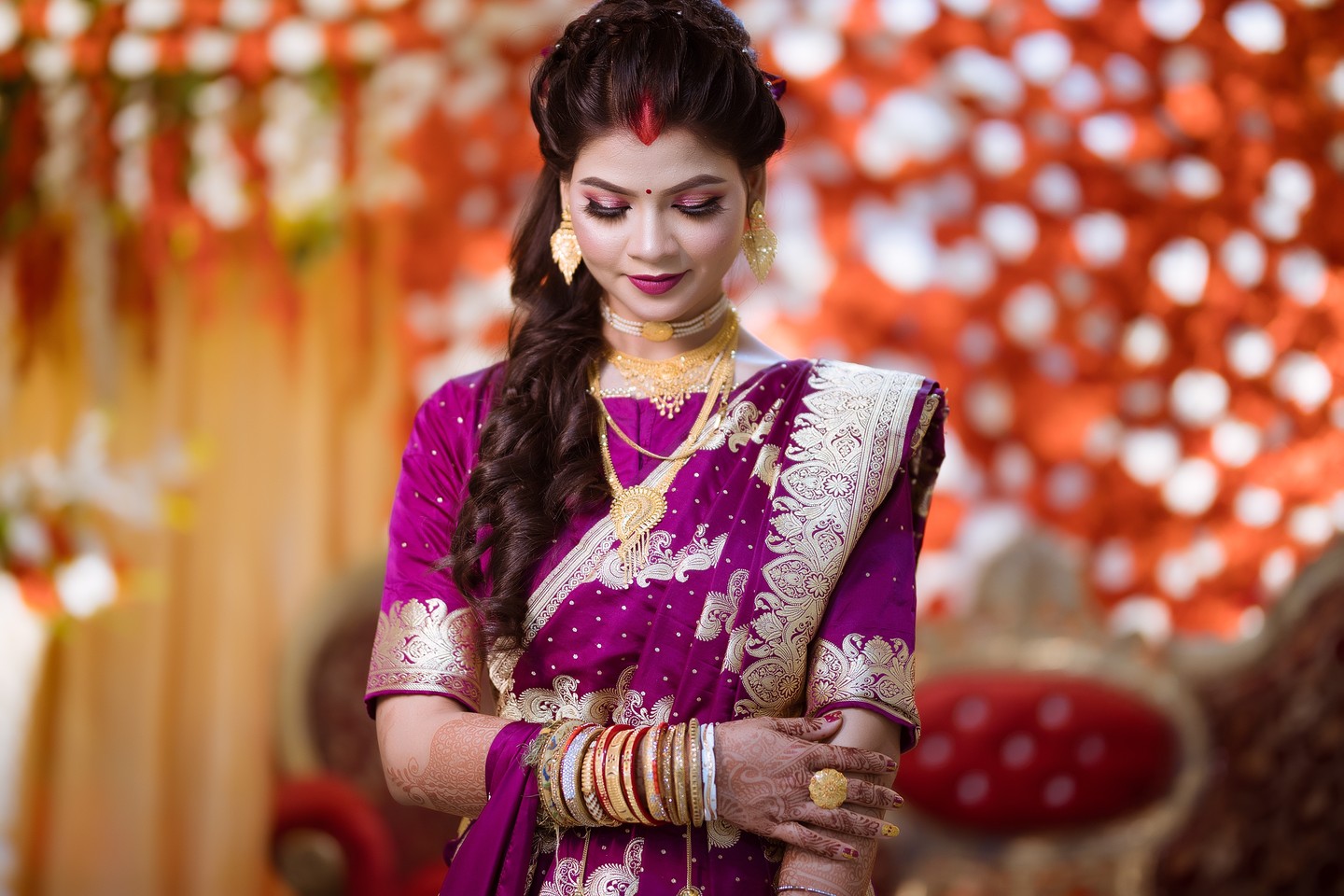 Bengali bridal shop saree wearing style